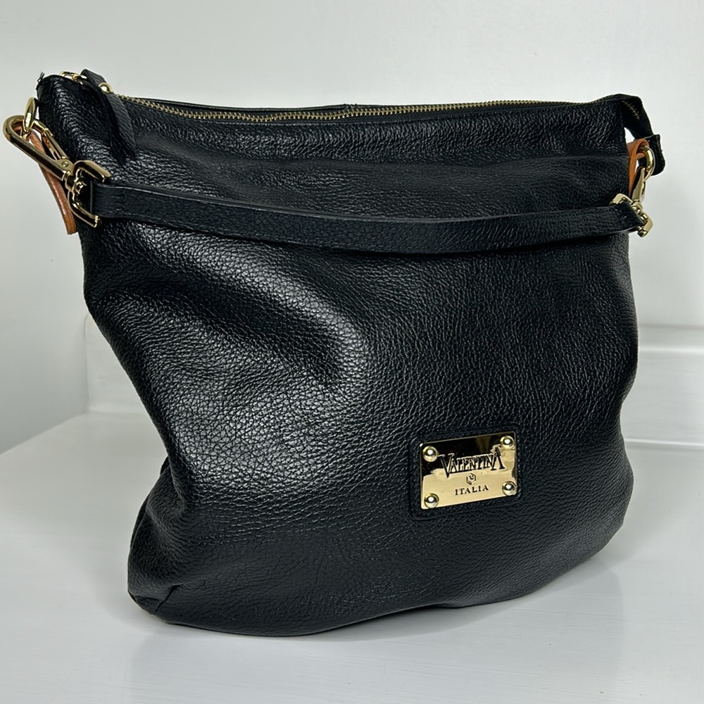 Valentina Black Leather Shoulder Bag
